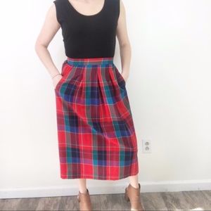 Pendleton Red Multi Plaid Midi Skirt